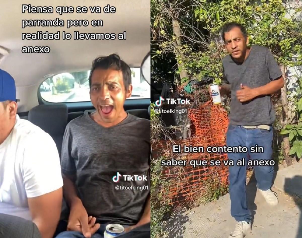 Un hombre alcohólico fue engañado por sus amigos y lo internaron en un anexo. Foto: TikTok titoelking01