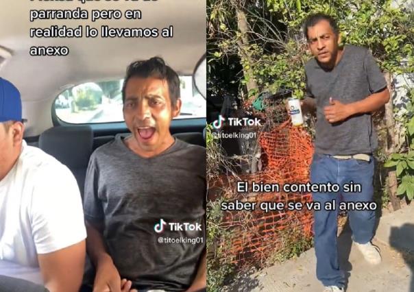 Amigos engañan hombre con llevarlo a borrachera épica; lo internan en anexo