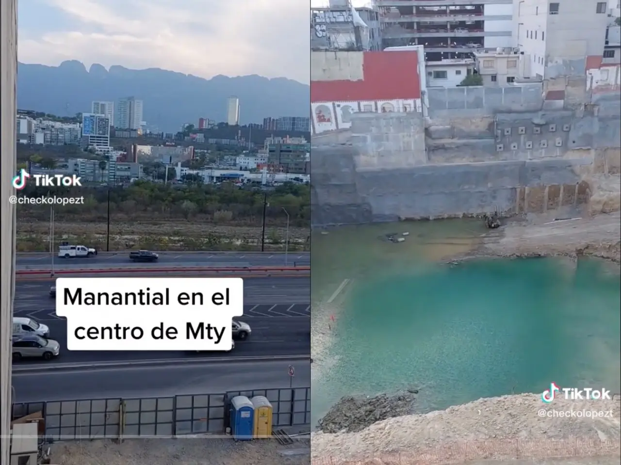 VIDEO: Aparece manantial turquesa en construcción en Monterrey