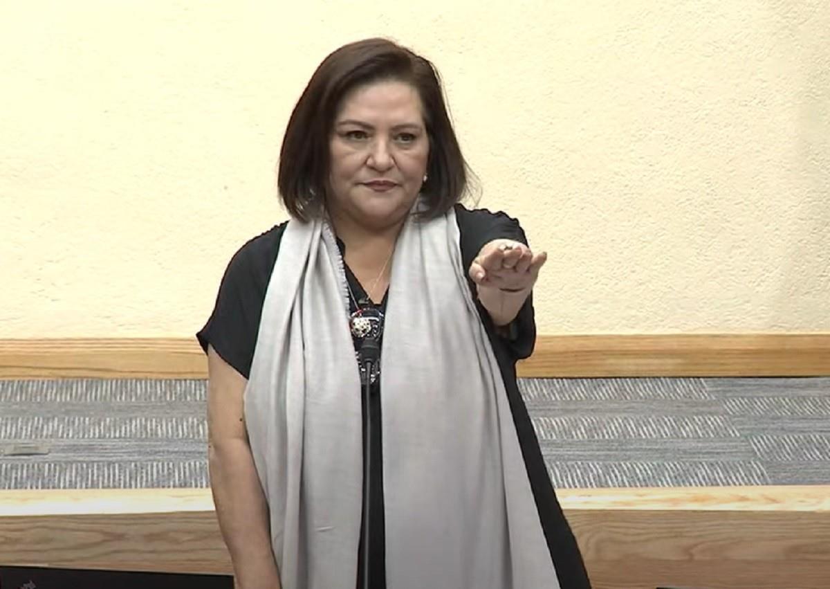 Guadalupe Taddei Zavala tomó protesta como presidenta del Instituto Nacional Electoral (INE) para el periodo 2023 - 2032.  Foto: YouTube INETV