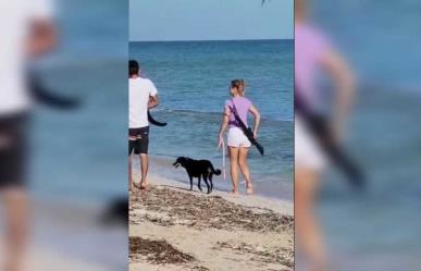 ¡Qué susto! Pasea turista con rifle en playa de Yucatán