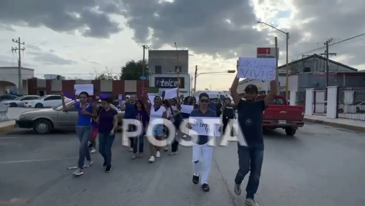 Realizan marcha por Bionce, quien fue encontrada sin vida en el municipio de General Bravo, Nuevo León. Foto: Raymundo Elizalde