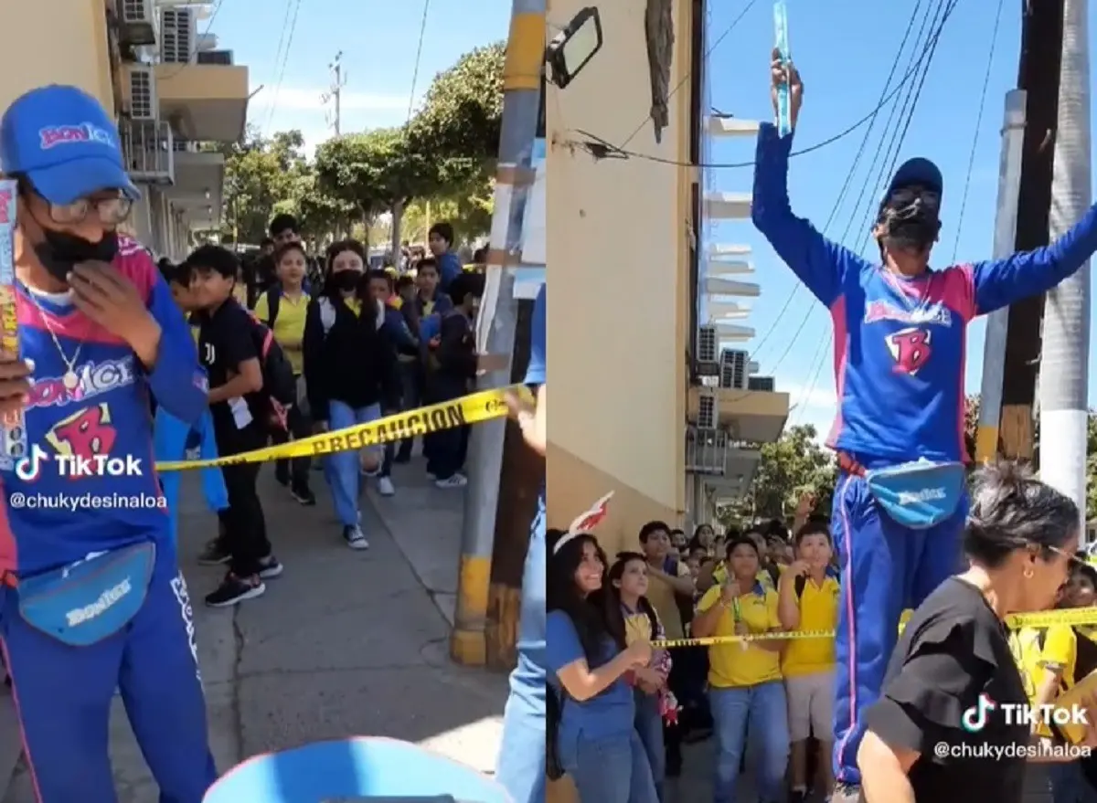 Vendedor de BonIce causa sensación al regalar su producto lanzándolo como bolo. Foto: TikTok chukydesinaloa
