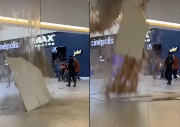 VIDEO: Se cae pedazo de techo en Galerías Monterrey