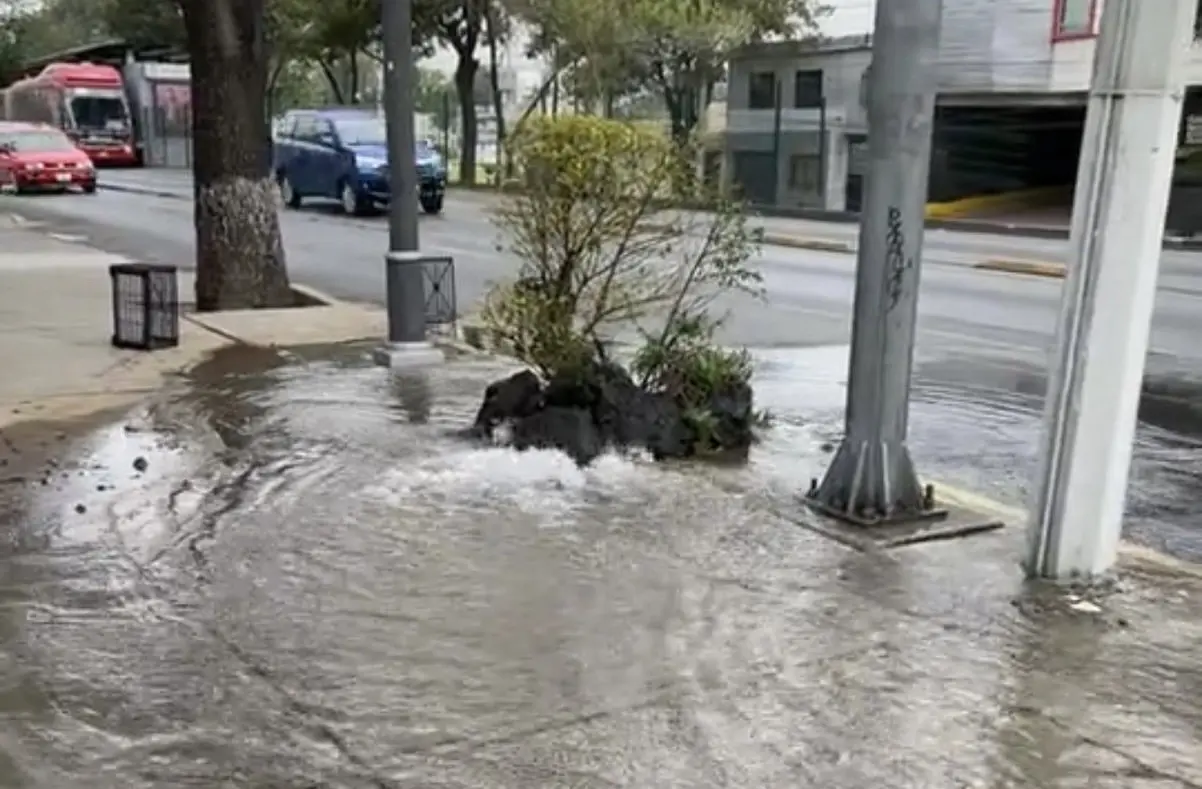 Fuga de agua en Tlalpan. Foto: Ramón Ramírez