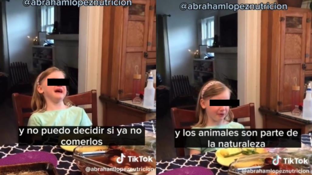 Rompe en llanto niña por comer carne de animal y amarlos