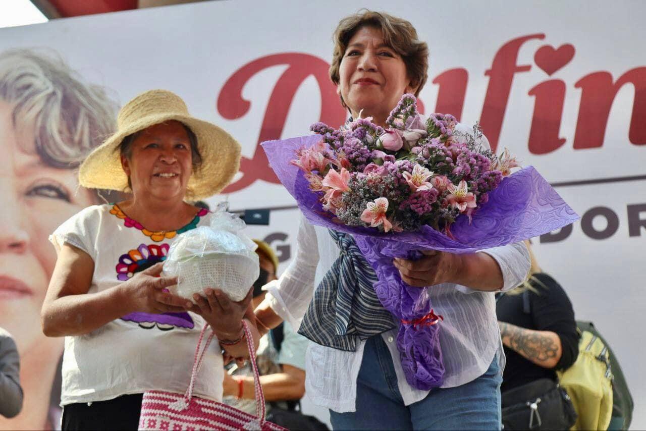 Delfina Gómez dijo que trabajará por mejores salarios, especialmente para los jóvenes y las mujeres. Foto: Delfina Gómez