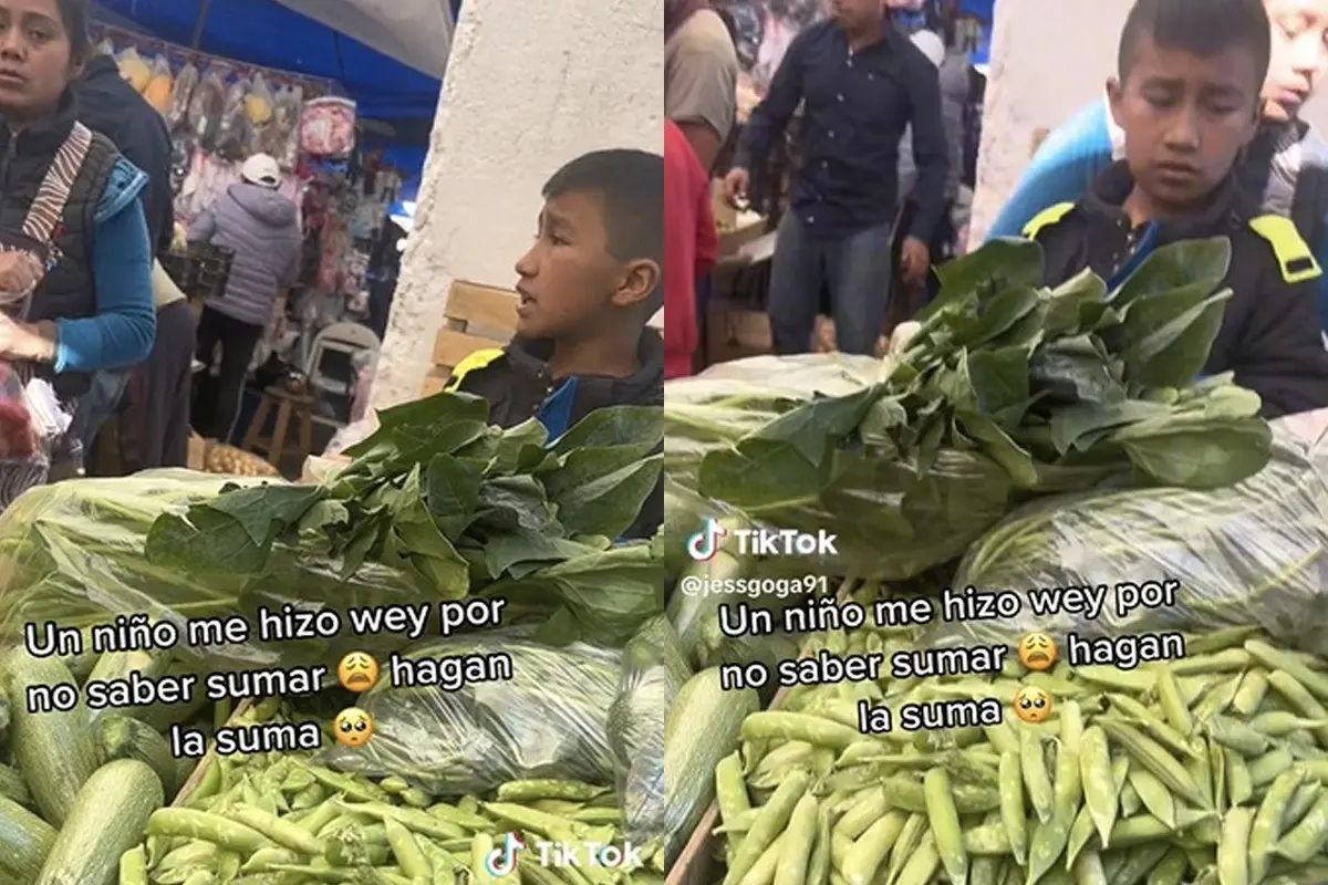 Compradora reconoció la habilidad del niño vendedor que le cobró un poco más de la compra real. Foto. Captura de Imagen