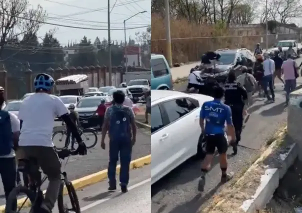 Intenta conductor atropellar a manifestantes en protesta de ciclistas en Puebla