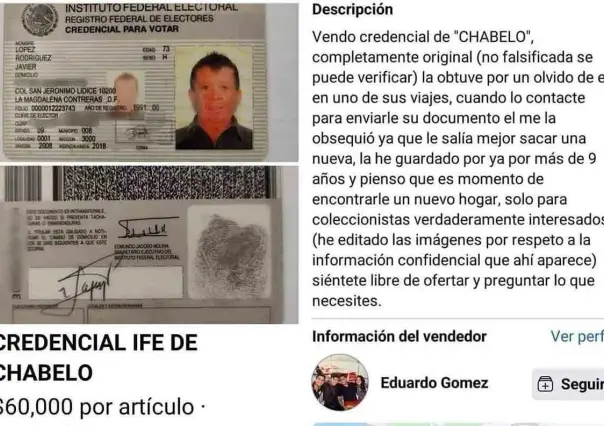 Venden credencial de elector de Chabelo