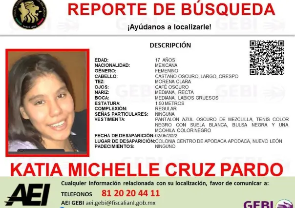 Desaparece Katia Michelle, de 17 años, en el centro de Apodaca