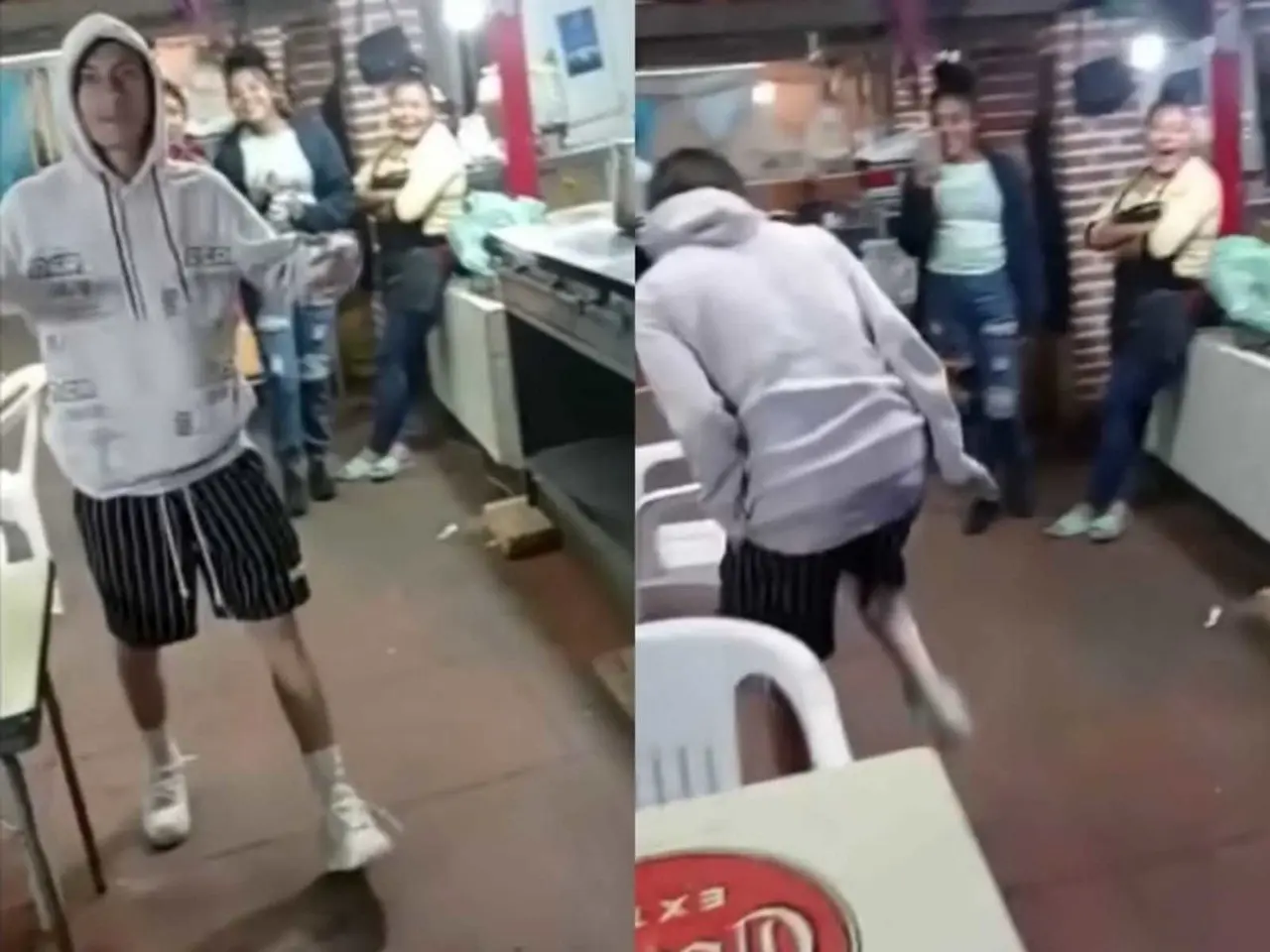 En el video de tan sólo 30 segundos se aprecia a un joven de short y sudadera dentro de una fonda imitando los pasos de Peso Pluma, mientras la gente a su alrededor lo grababa. Foto: Especial.