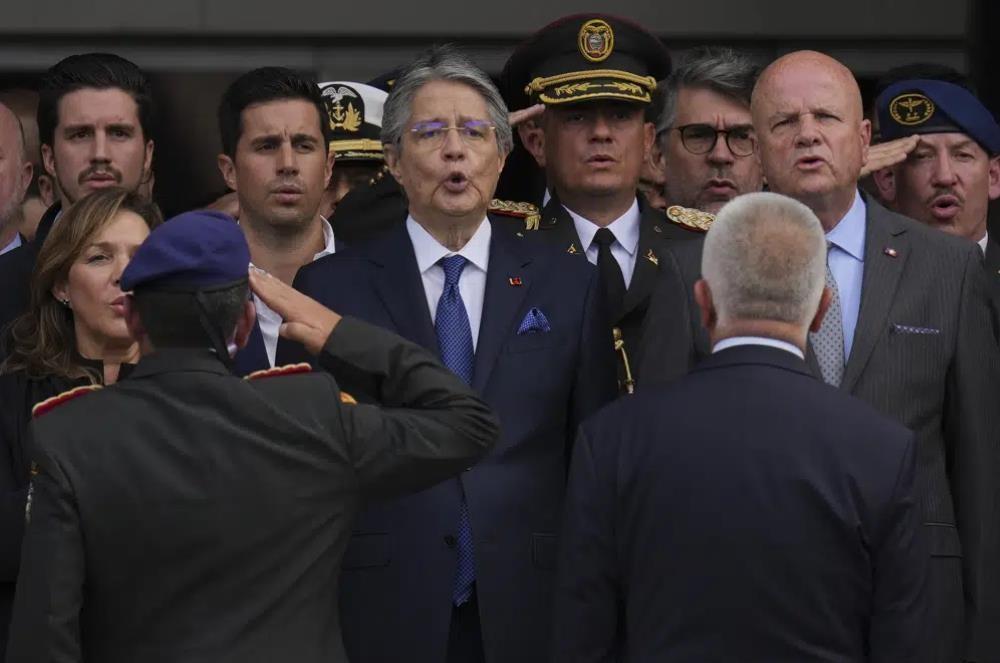 El presidente de Ecuador, Guillermo Lasso en Quito, Ecuador.  May 16, 2023. (AP Photo/Dolores Ochoa)