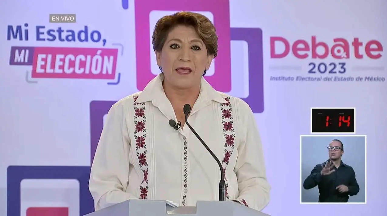 Delfina Gómez se declaró ganadora del segundo debate por la gubernatura del Estado de México. Foto: Captura de pantalla