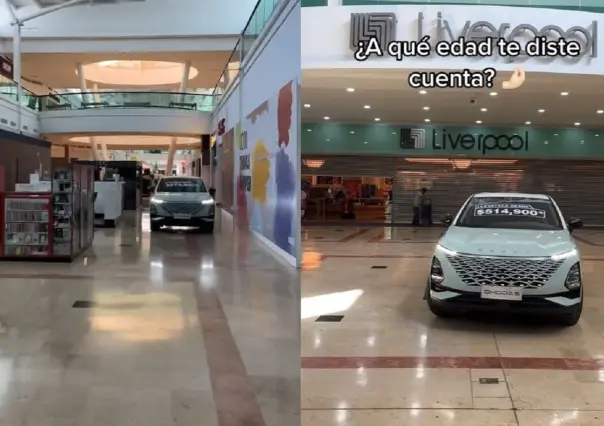 Así meten autos en venta a un centro comercial