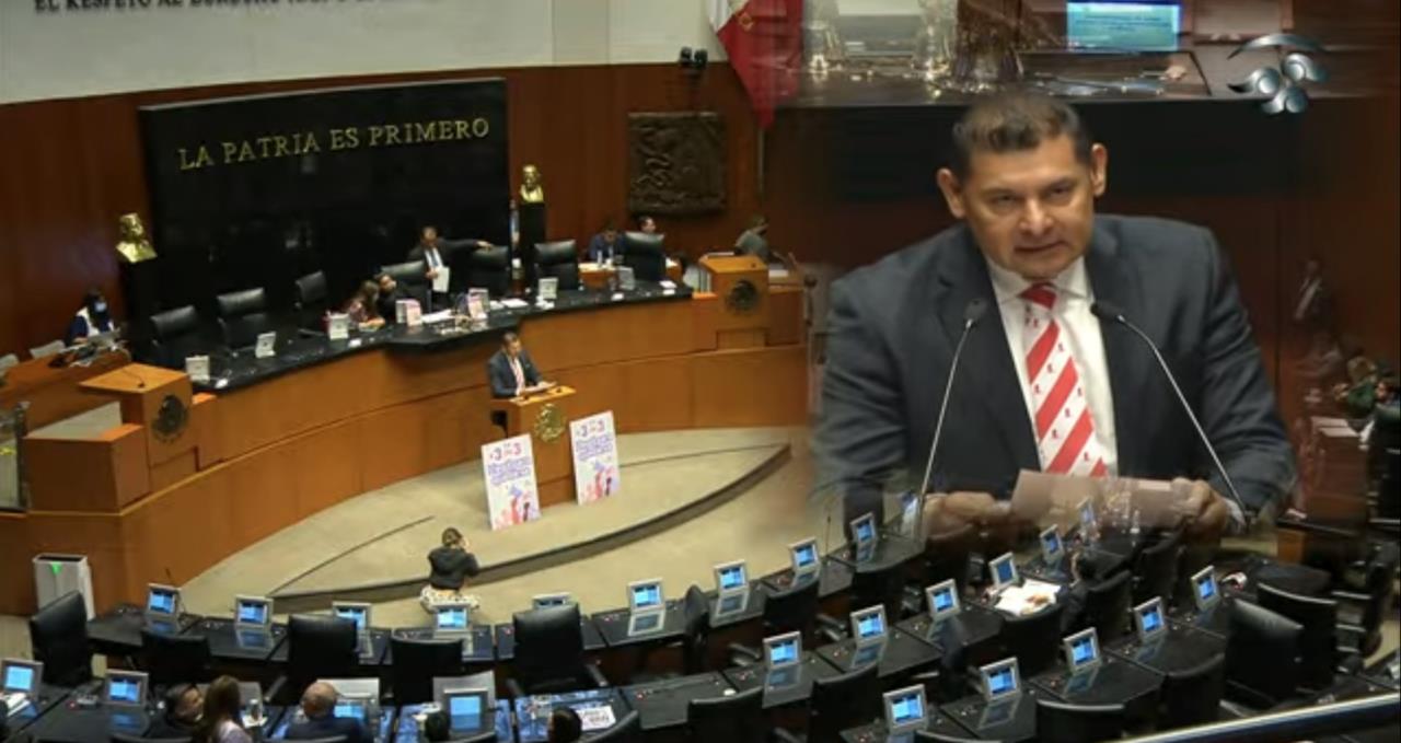 El Presidente de la Mesa Directiva del Senado de la República, Alejandro Armenta, calificó la aprobación como un “hecho histórico y fundamental para el desarrollo” de la sociedad. Foto: Captura de pantalla