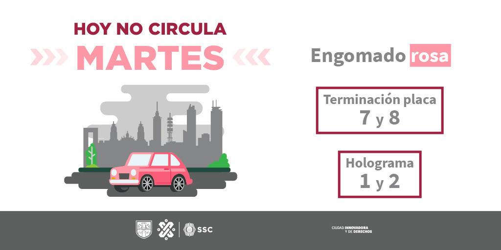 ¡Hoy no circula! Martes 30 de mayo