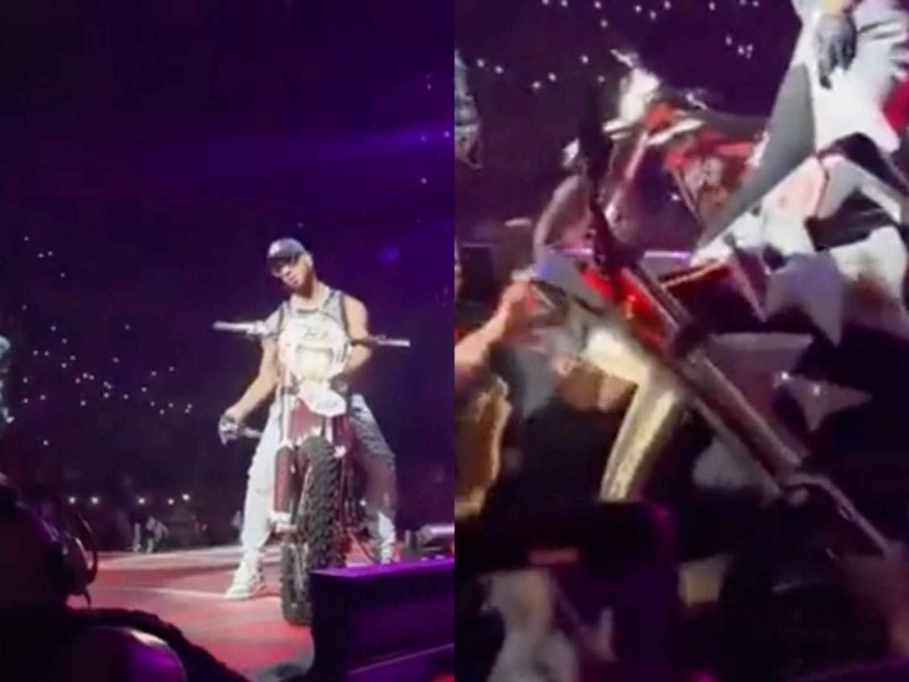 La situación causó comentarios negativos para el cantante ya que algunos usuarios mencionaron que no fue capaz de acercarse a su público para ver cómo estaban. Foto: Twitter @TrapWorldOffic1