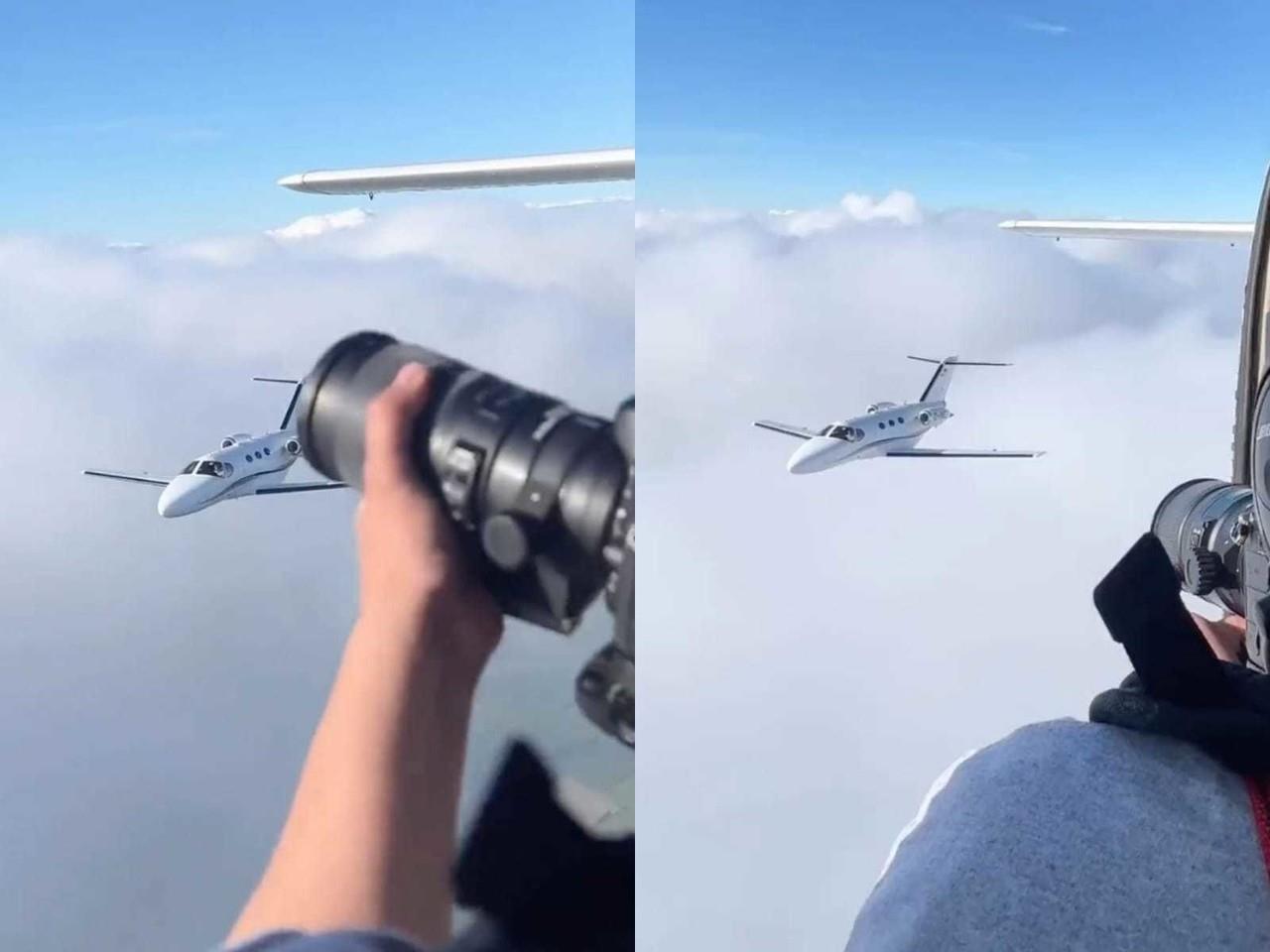 En el video se encuentran fotografiando una aeronave Cessna Citation Mustang. Foto: Especial.