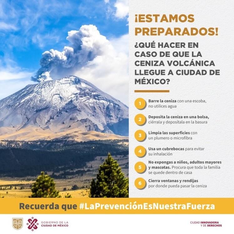 Este domingo se ha vuelto a incrementar la actividad volcánica del Popocatépetl. Foto: Twitter del Gobierno de la Ciudad de México