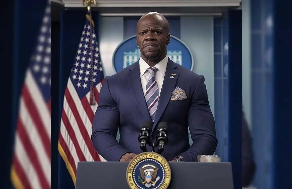 El actor Terry Crews como Presidente de Estados Unidos. Foto: Twitter.