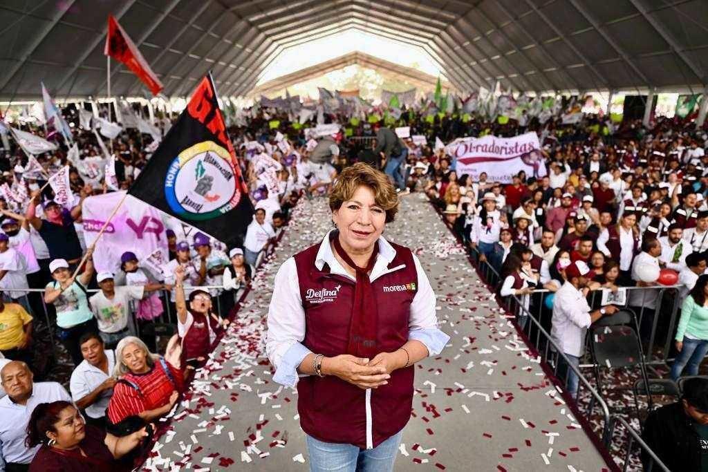 Delfina Gómez, virtual gobernadora del Estado de México, postulada por la candidatura común “Juntos Hacemos Historia en el Estado de México”, ganó 36 de los 45 distritos electorales en la entidad. Foto: Cortesía