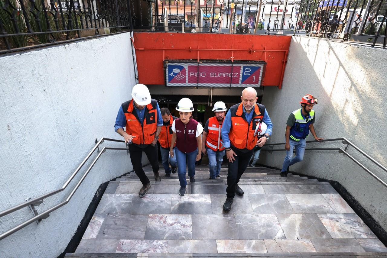 Esta mañana, la mandataria local supervisó los avances en las obras de modernización de la Línea 1 del Metro. Foto: @Claudiashein