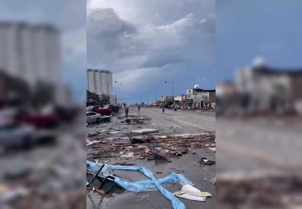 destrucción en Texas. Foto: Twitter/Jaxon Lehnert.