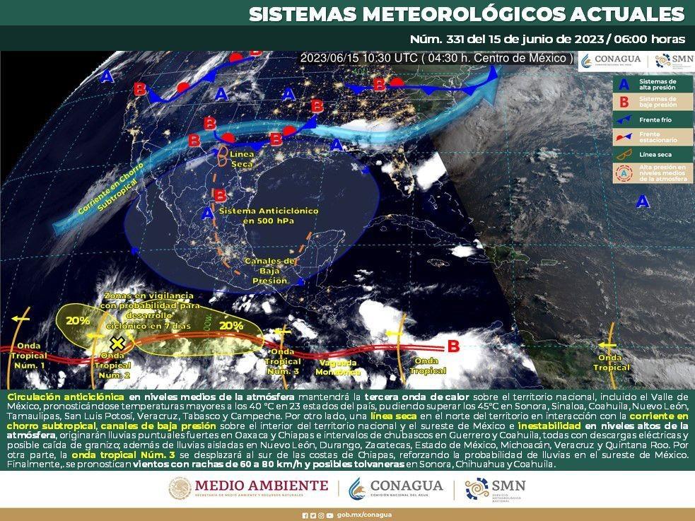 Se mantendrá la terca onda de calor con 40 grados en 23 entidades del país