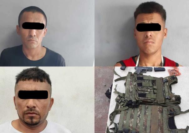 Tres hombres en Escobedo detenidos con armas y drogas