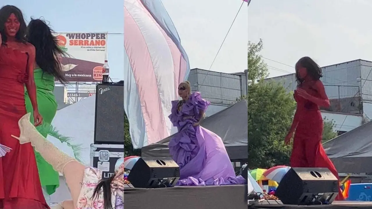 La comunidad LGBT  vogueo sobre la avenida Pino Suárez, en el centro de Monterrey.-Foto. Karla  Omosigho