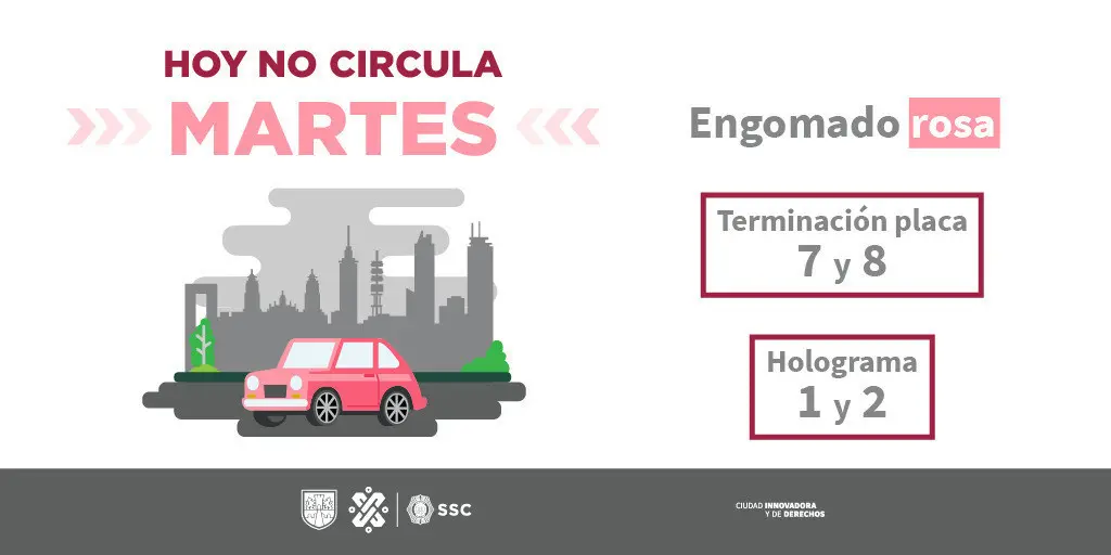 Hoy no circula, martes 20 de junio