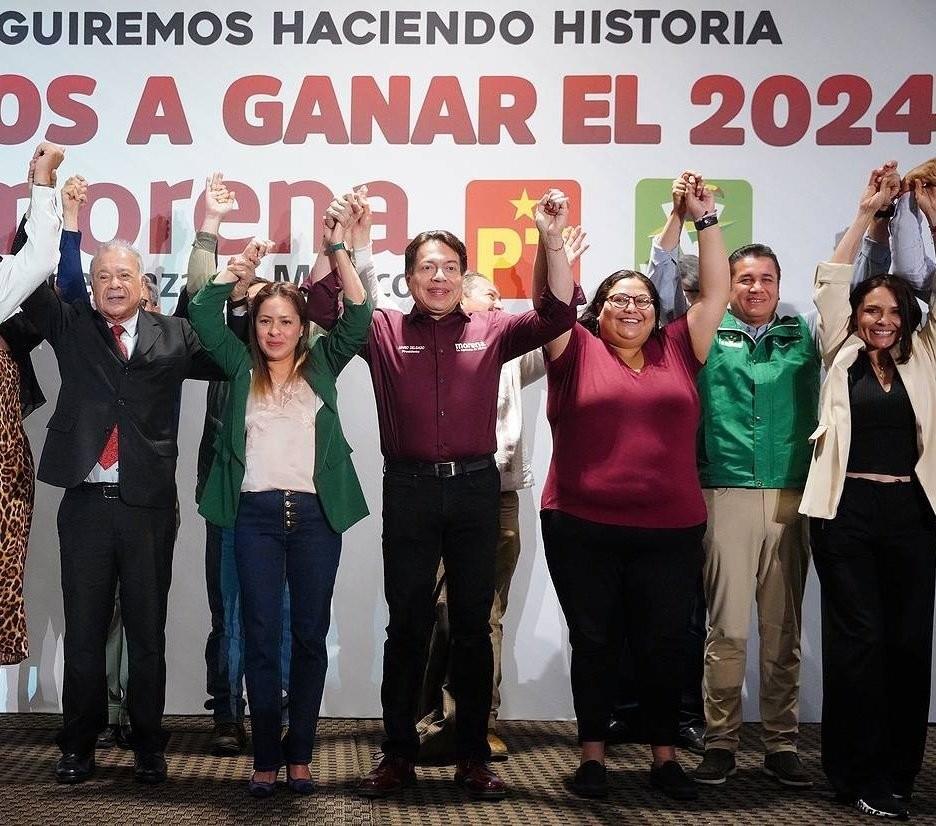 Morena, PT y PVEM refuerzan coalición y lanzan Plan C en elecciones 2024. Foto: Mario Delgado