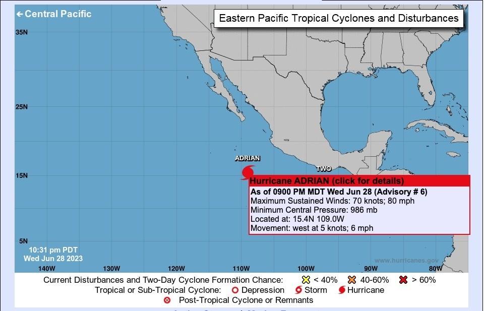 Las autoridades mexicanas están tomando medidas de precaución y monitoreando de cerca la trayectoria de Adrián. Foto: Especial.