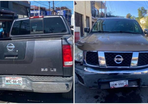 Policía de Monterrey captura camionetas con placas falsas