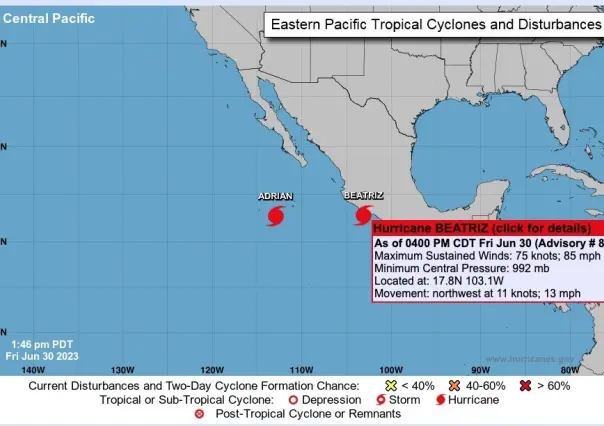 Beatriz se convierte en huracán mientras se acerca a México