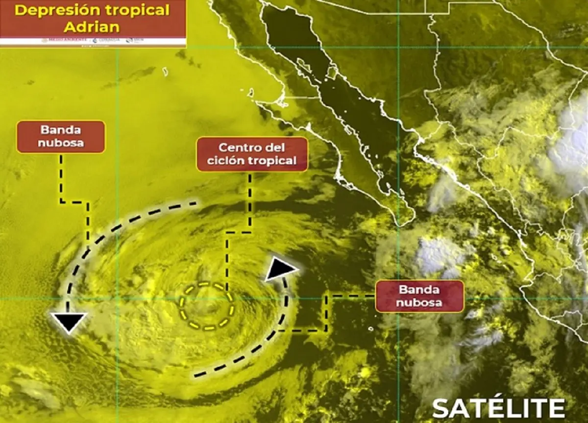 La depresión tropical Adrián no afecta al territorio nacional.Foto: Twitter @conagua_clima