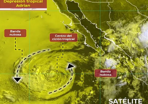 Se degrada Adrián a depresión tropical en costas de Baja California Sur