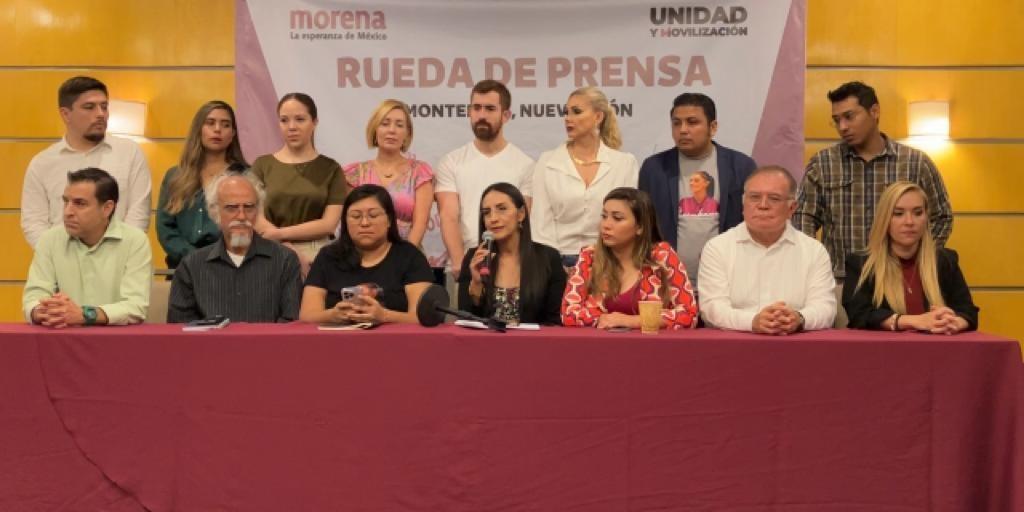 Durante la rueda de prensa donde se anunció la visita a Nuevo León de la aspirante a la presidencia, Claudia Sheibaum. Foto: Armando Galicia.