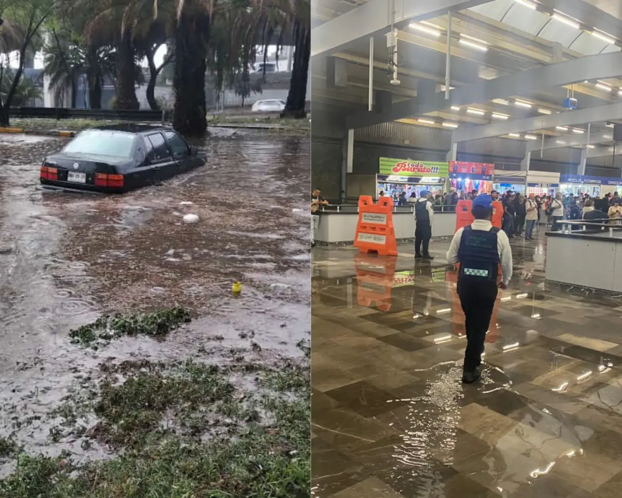 Lluvias afectan metro Cuatro Caminos, periférico y Plaza Toreo. Foto: Ramón Ramírez