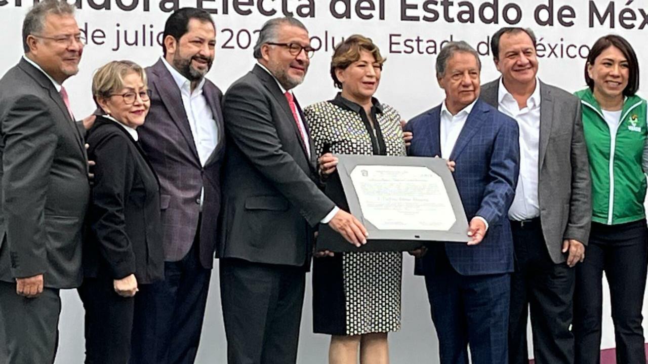 Delfina Gómez Álvarez, gobernadora electa del Estado de México,  se comprometió a trabajar para resolver los problemas de la entidad que antes denunciaba e hizo un llamado a trabajar juntos. Foto: Israel Lorenzana