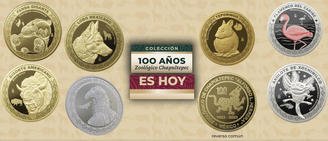 Medallas conmemorativas del 100 aniversario del Zoológico de Chapultepec. Foto: Casa de Moneda.