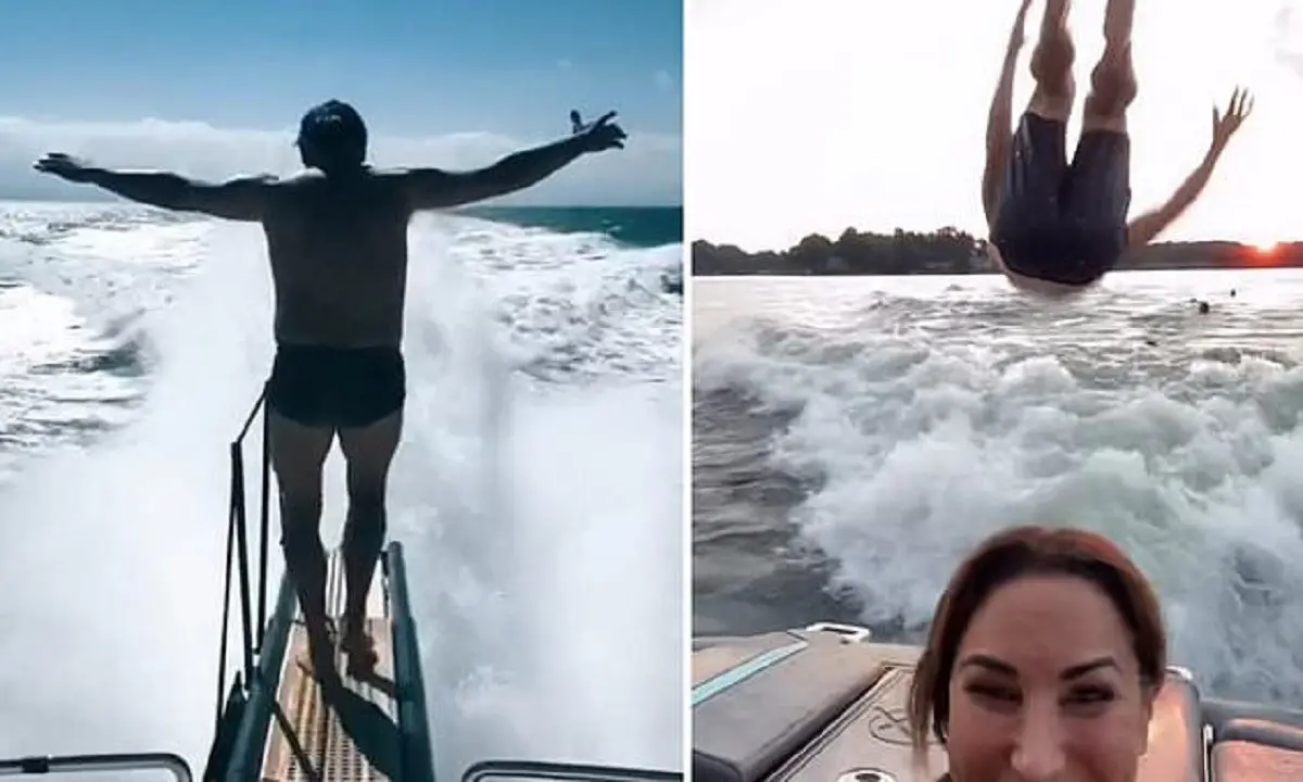 El reto Boat jumping, que consiste en saltar de una lancha en movimiento puede ser mortal e incluso puede provocar a las personas una parálisis corporal. Foto: TikTok