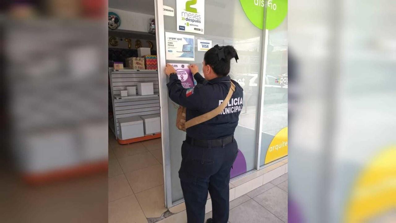 Con la finalidad de tener un ambiente de armonía en la zona centro de Gómez Palacio, fueron instalados puntos violeta, que buscan combatir el acoso hacia la mujer. Foto: Facebook Ayuntamiento de Gómez Palacio.