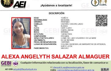 Desaparece Alexa Angelyth, de 16 años, en Apodaca