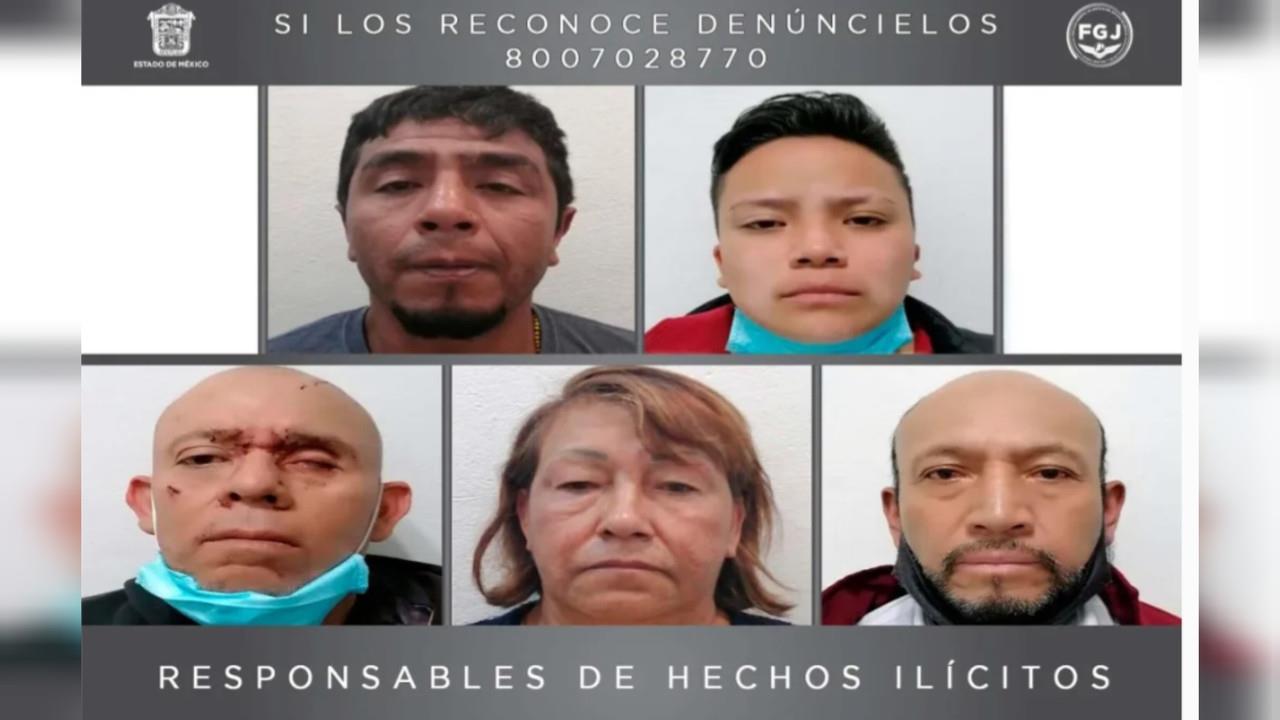 José Luis Inda Americano, Perla Quieren Galván Juárez, Juan López Zárate, Alfredo Urban Terrazas y Magdalena Rodríguez Moreno fueron sentenciados a 55 años de prisión por el secuestro de una persona en el municipio de Teoloyucan. Foto: Cortesía