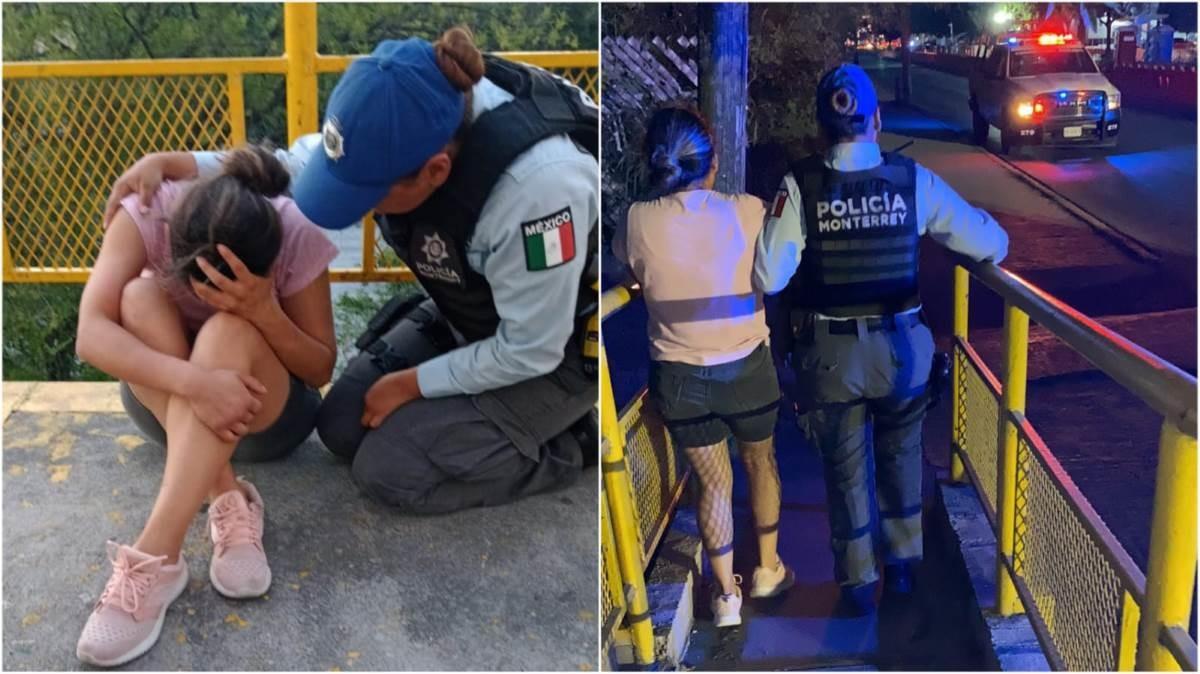 Oficiales de Monterrey salvan a mujer que intentaba lanzarse de un puente en Churubusco