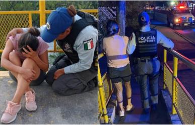 Oficiales de Monterrey salvan a mujer que intentaba lanzarse de un puente en Churubusco