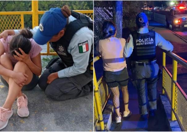 Oficiales de Monterrey salvan a mujer que intentaba lanzarse de un puente en Churubusco