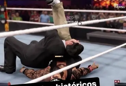 Samuel García vs Babo en Modo Leyenda en WWE 2K23. Foto. Captura de Imagen